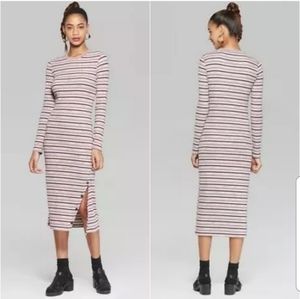 Wild Fable Ribbed Knit Striped Midi Dress